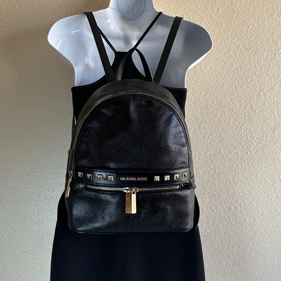 Michael Kors Black Backpack with Gold Accents - Picture 9 of 14